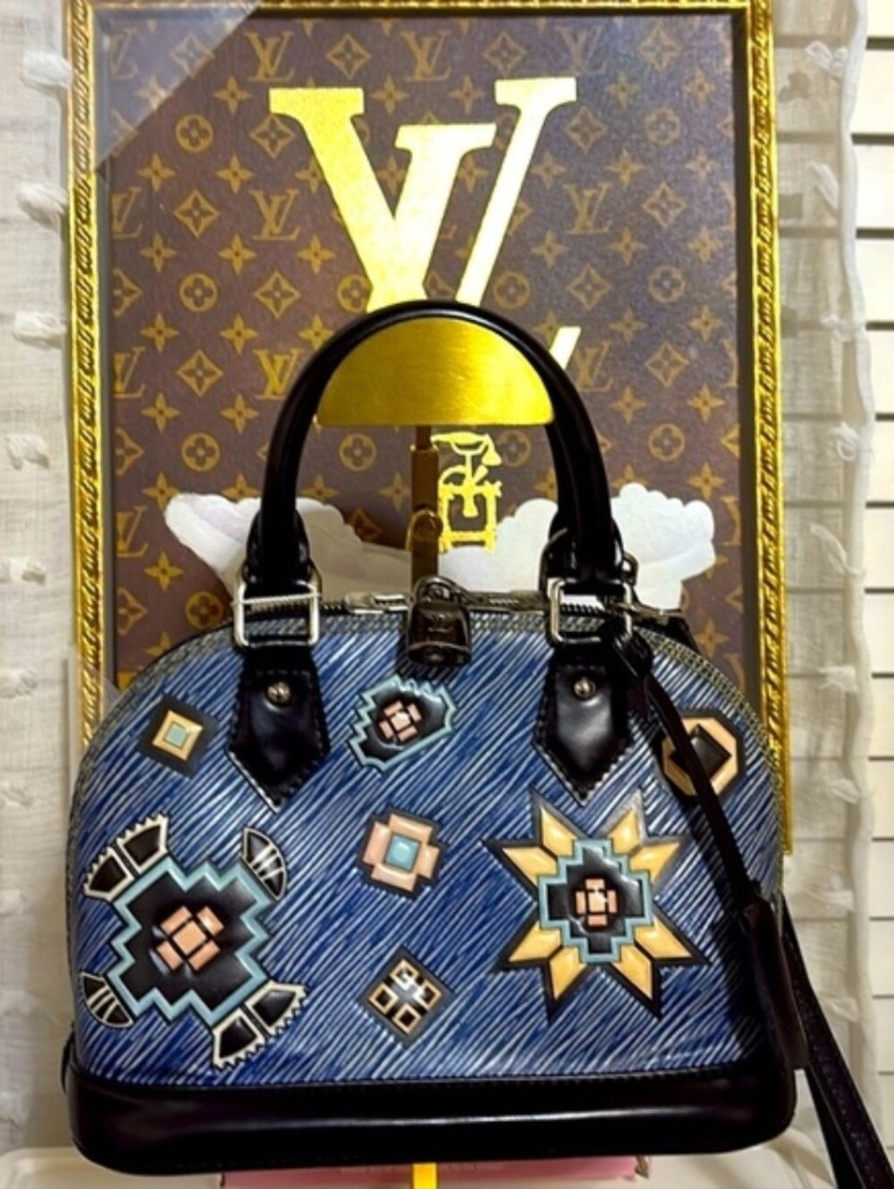 LOUIS VUITTON Epi Azteque Alma BB in Denim Light